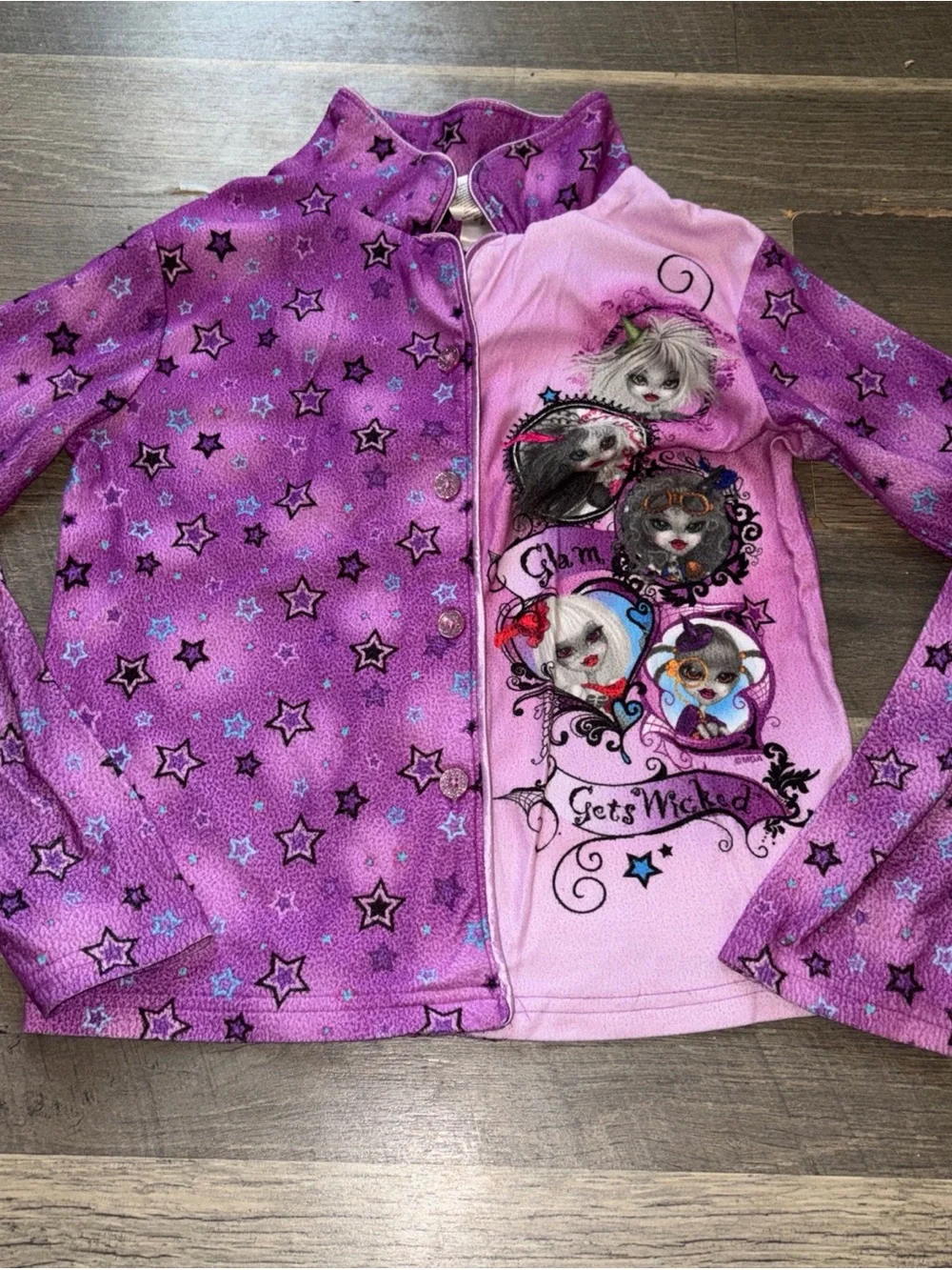 Y2K Girls‎ Purple PJs Top Bratzilla Size 10-12 Long Sleeve